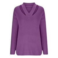 Homadles Nova modna jesenskog džemper za žene- Okrugli vrat potplat u boji ljubičasta veličina xxl