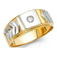 Jewels by lu 14k bijelo i žuto zlato dva tona kubični cirkonia cz muški prsten Veličina 10.5