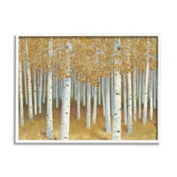 Jesenje lišće breza krajolik rustikalna šuma moderno slikarstvo umjetnički tisak u bijelom okviru zidna umjetnost,