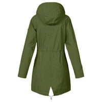 Plus Size Ženska jednobojna vanjska kišna jakna vodootporna vjetrovka s kapuljačom dugih rukava labava vjetrovka