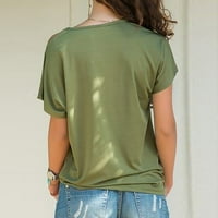 Košulje za žene ženske modno ljeto majice majice s kratkim rukavima bluza zelena xxxxl