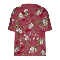 ženska modna ležerna majica s izrezom u obliku slova u obliku slova u, slikovito cvijeće Plus veličine, vrhovi