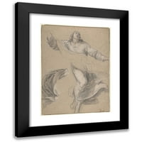 Simon Vouet Black Modern Framed muzejski umjetnički tisak pod nazivom - St. Louis u slavi