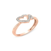 Imperial 1 10CT TDW Dijamantni dvostruki prsten za srce u 10K ružičastu zlatu